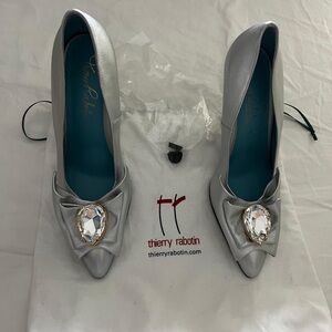 Thierry Rabotin Silver Heels with Crystal Embellishment